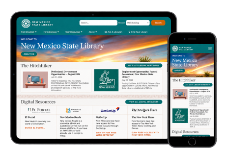 New Mexico State Library - Mobile responsive view