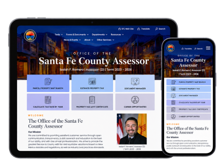 Santa Fe County Assessor - Mobile responsive view
