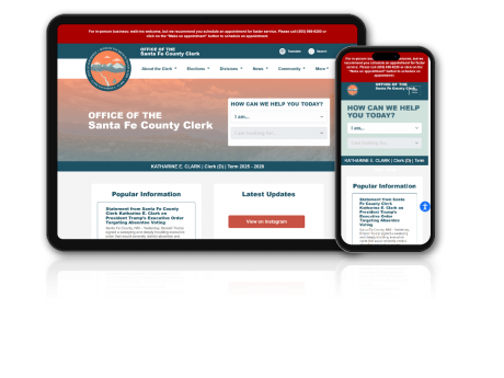 Santa Fe County Clerk - Mobile responsive view