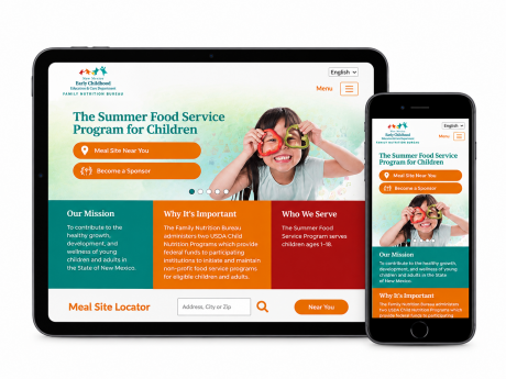 Summer Food Service Program - Mobile responsive view