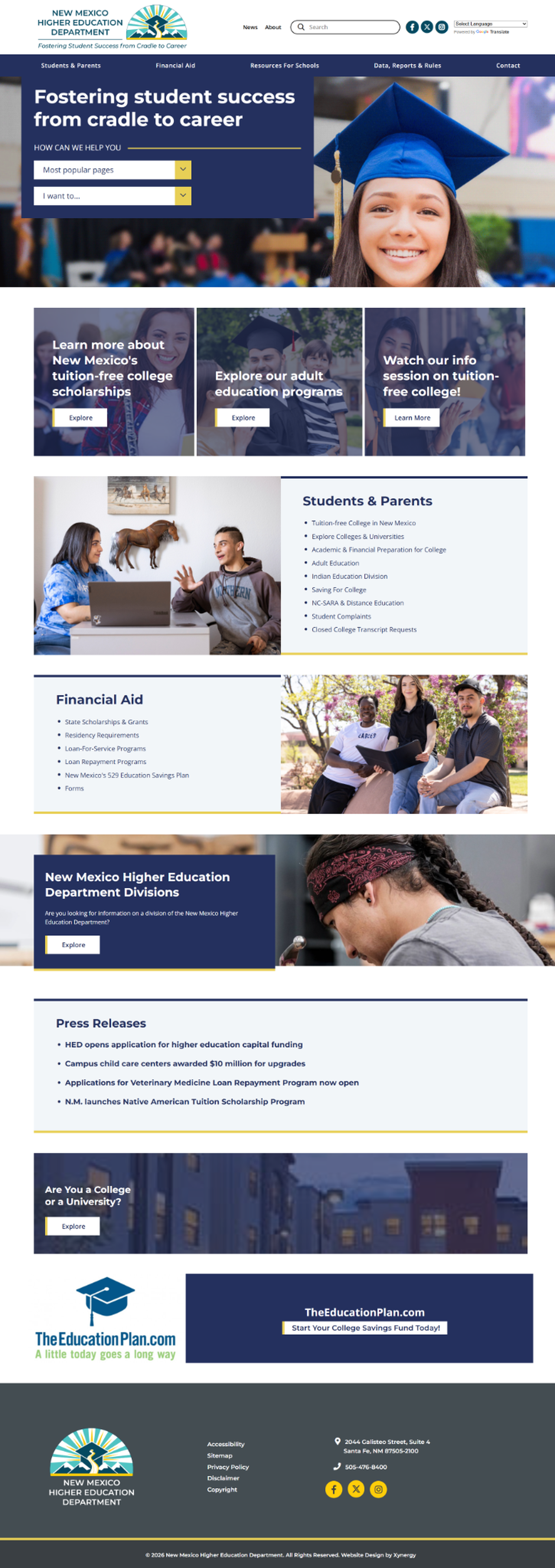 NMHED - Home page view