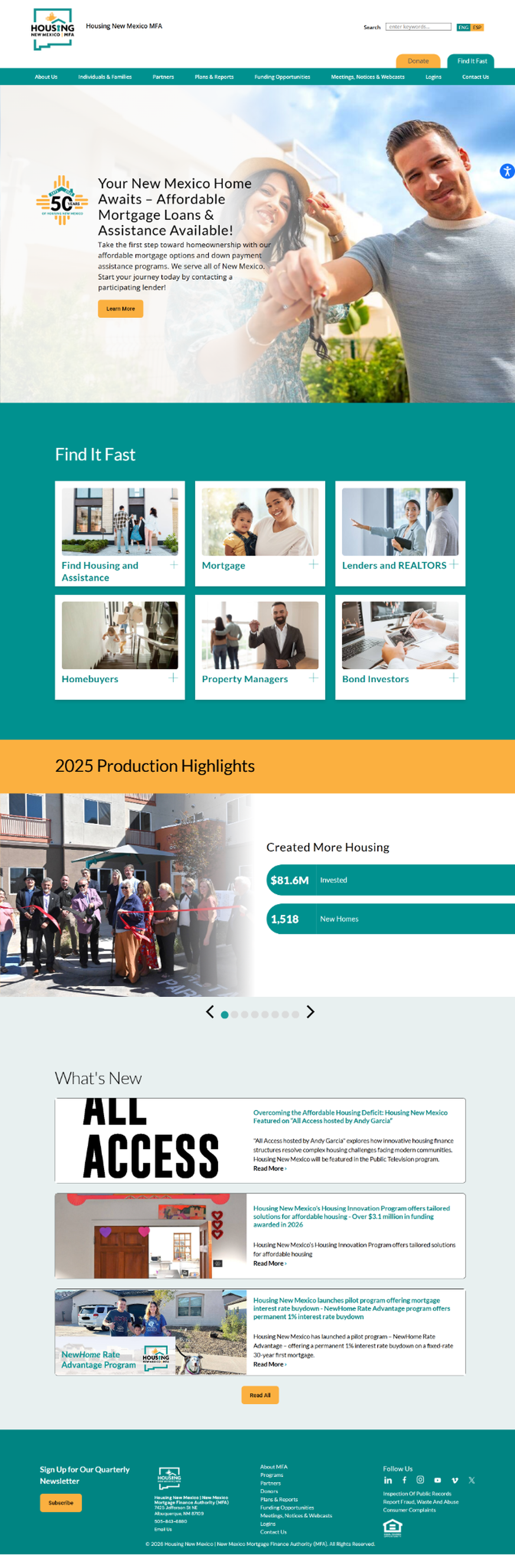 Housing New Mexico - Home page view