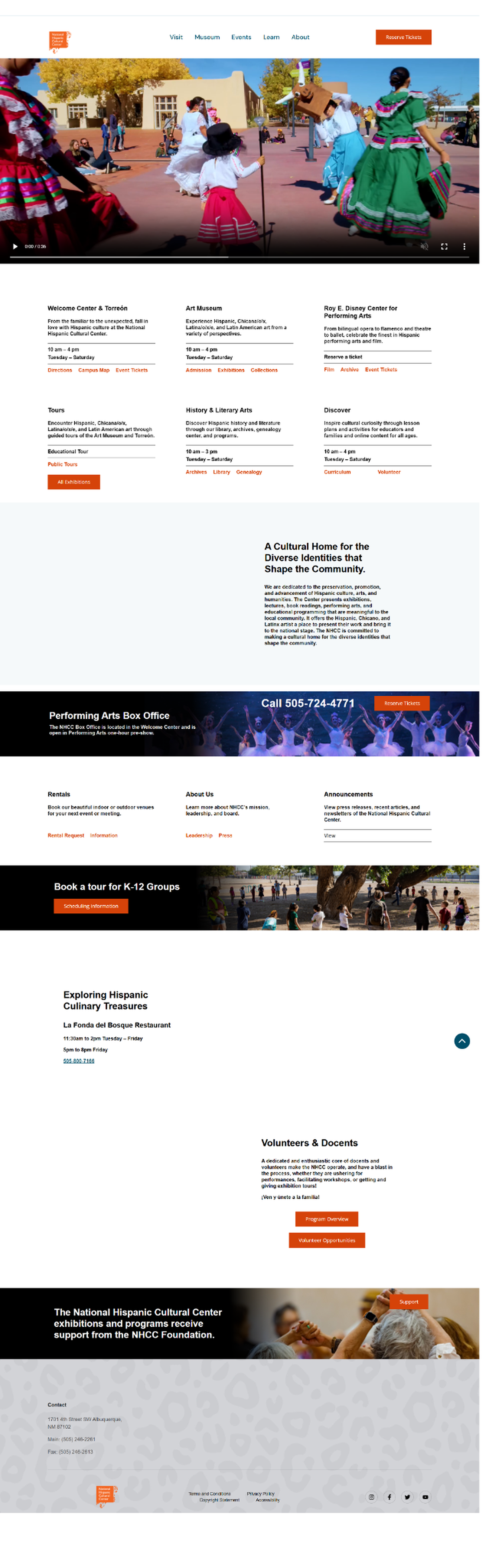 National Hispanic Cultural Center - Home page view