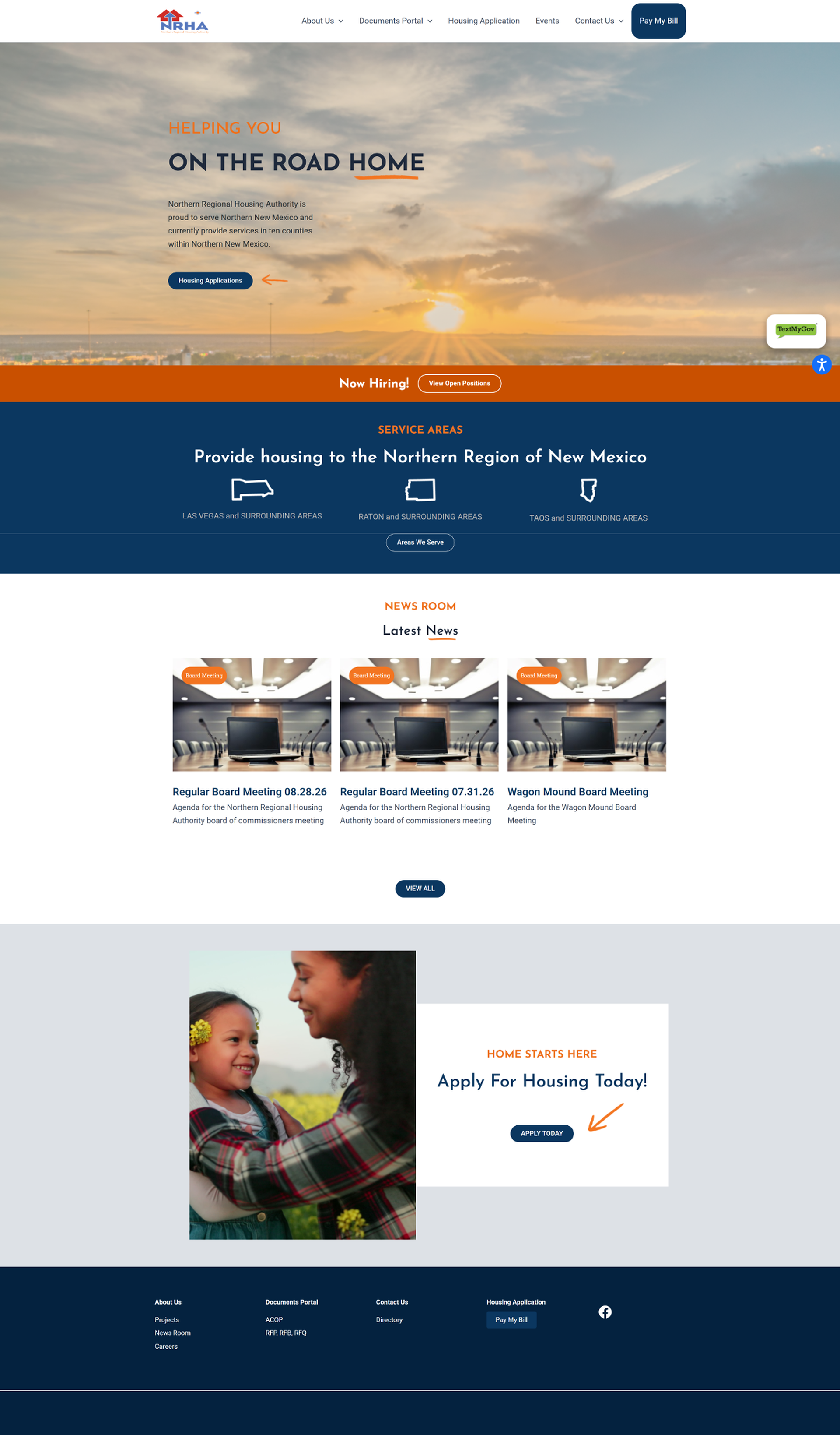 Northern Regional Housing Authority - Home page view