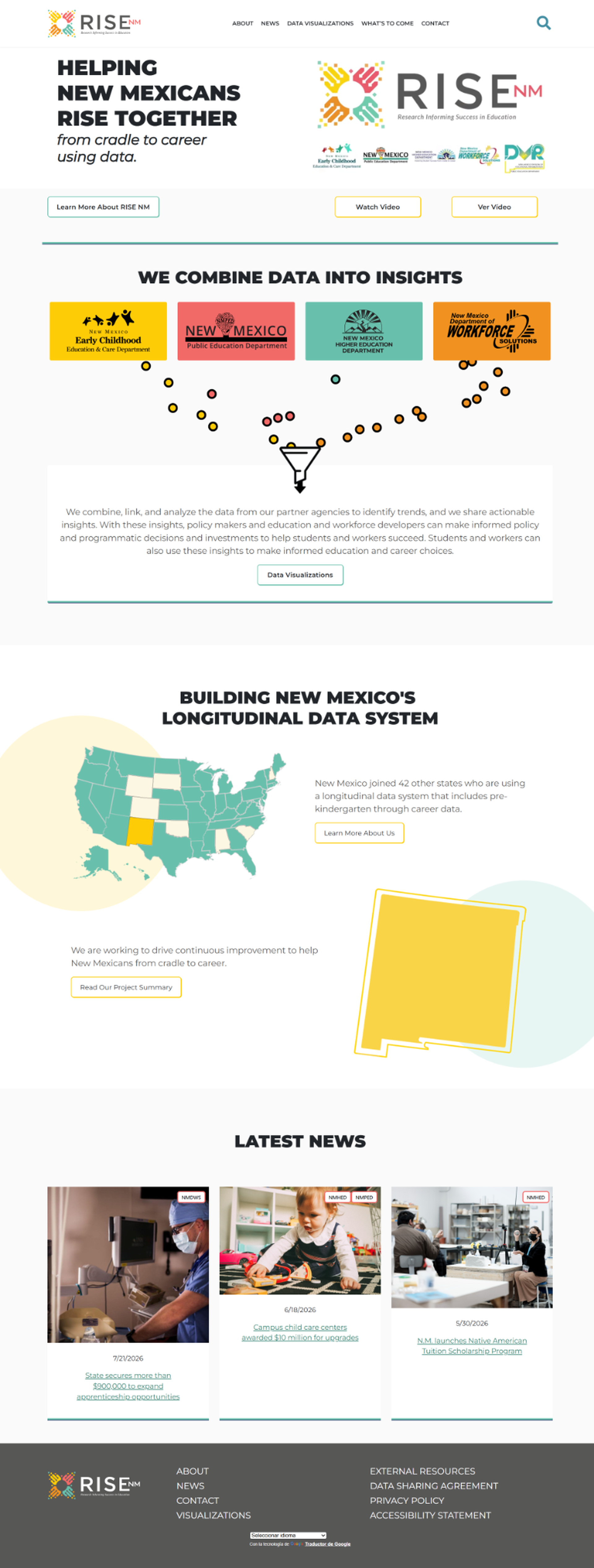 RISE NM - Home page view