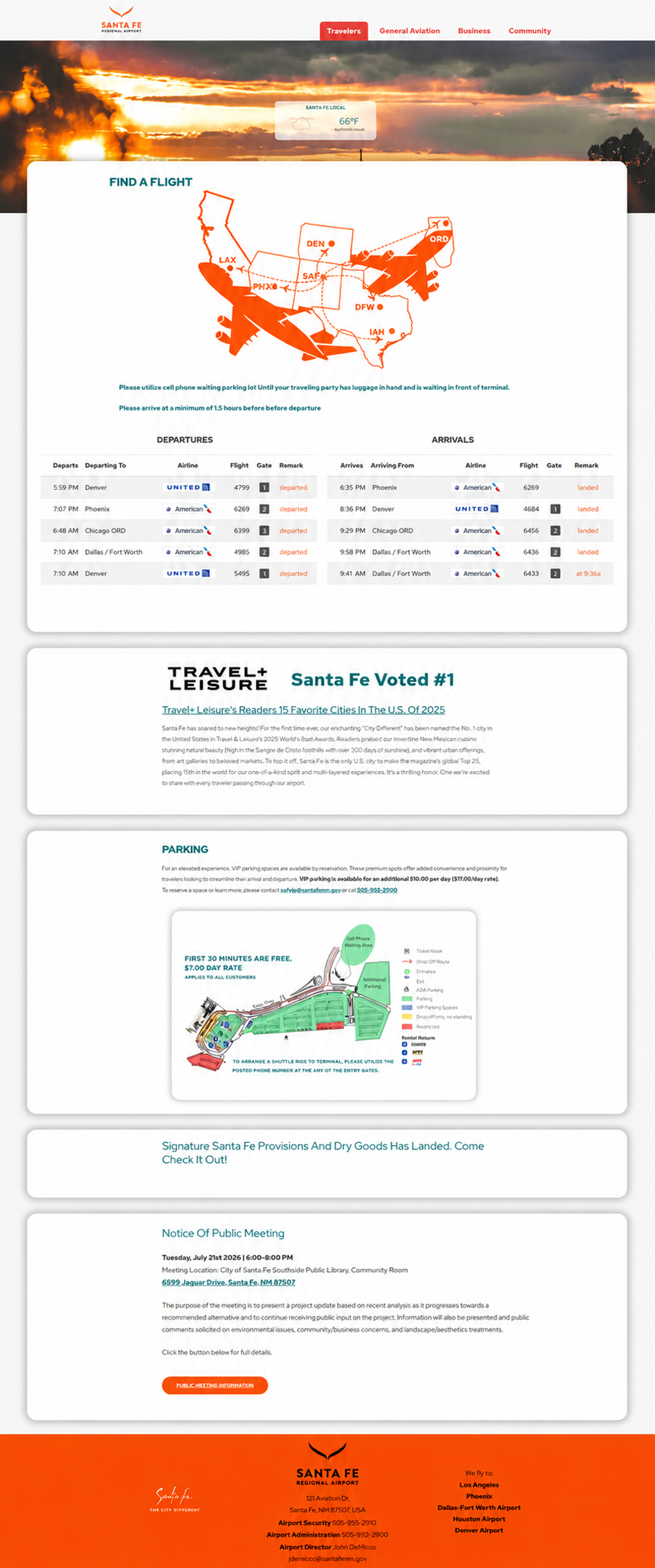 Santa Fe Regional Airport - Home page view