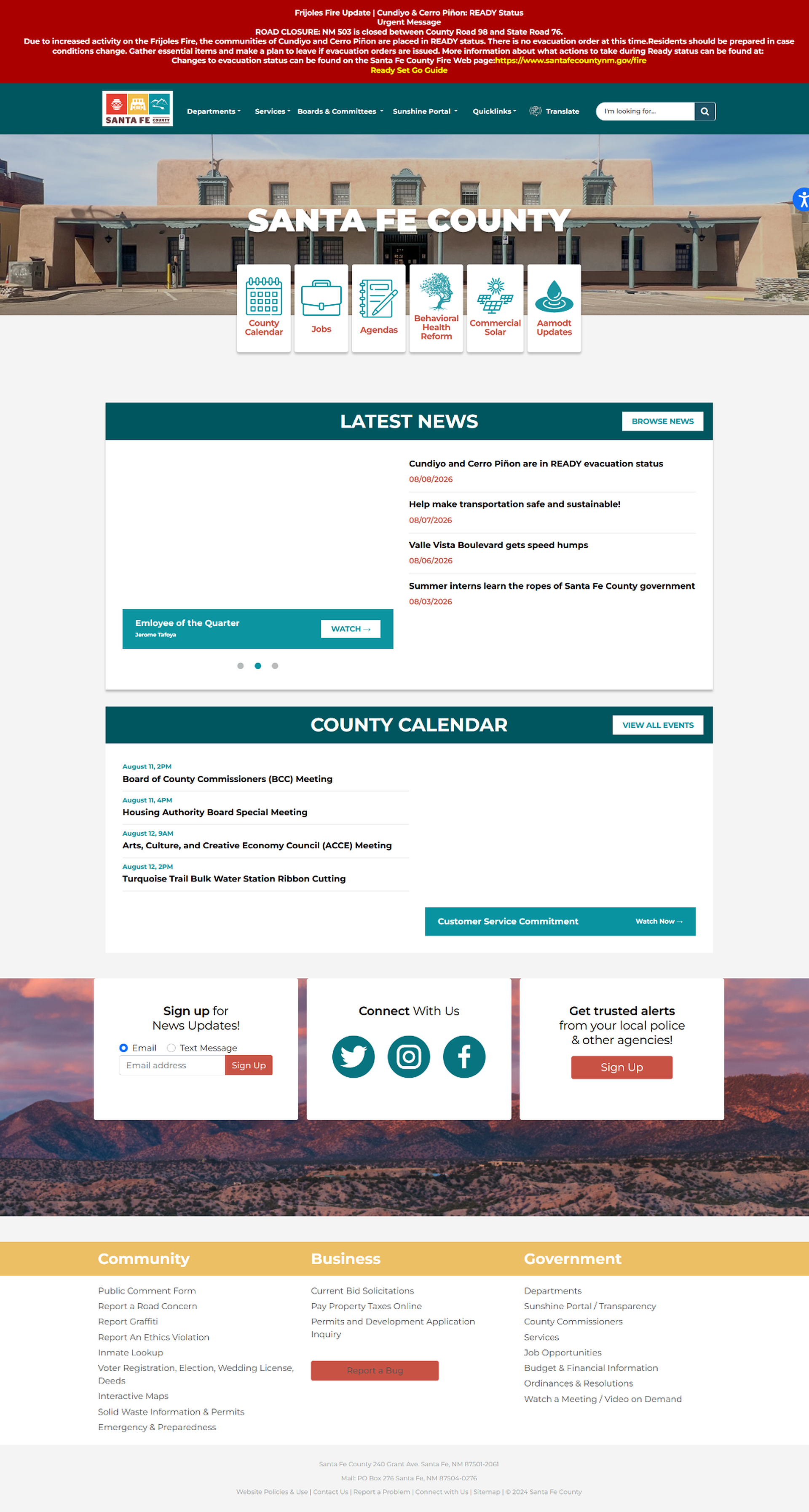 Santa Fe County - Home page view