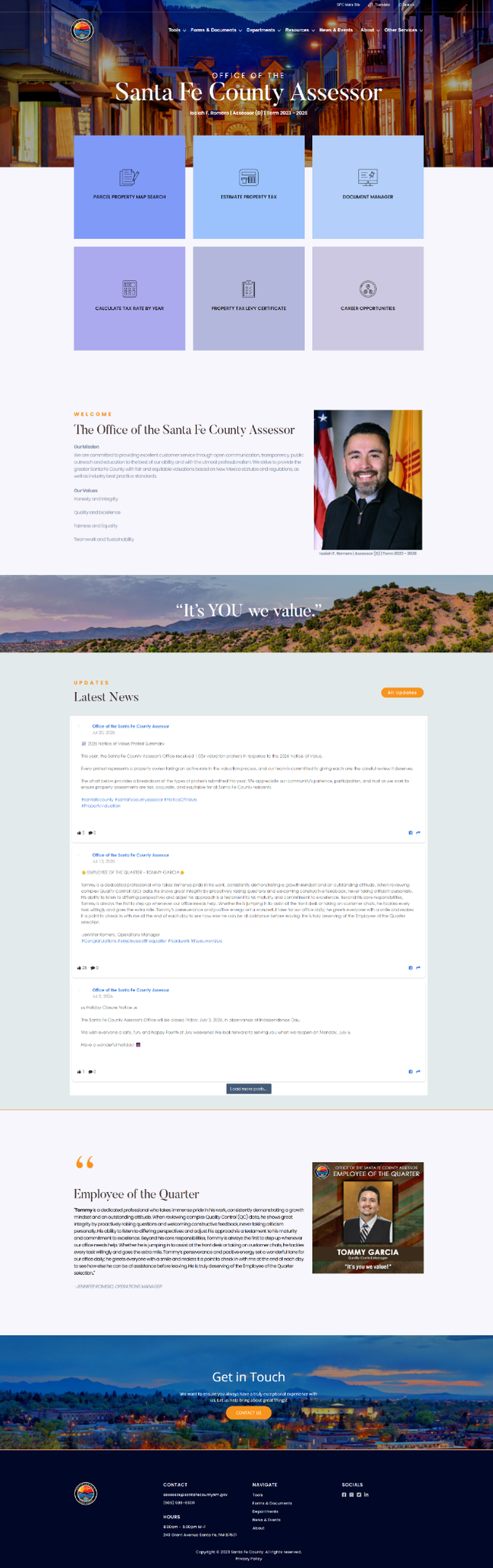 Santa Fe County Assessor - Home page view